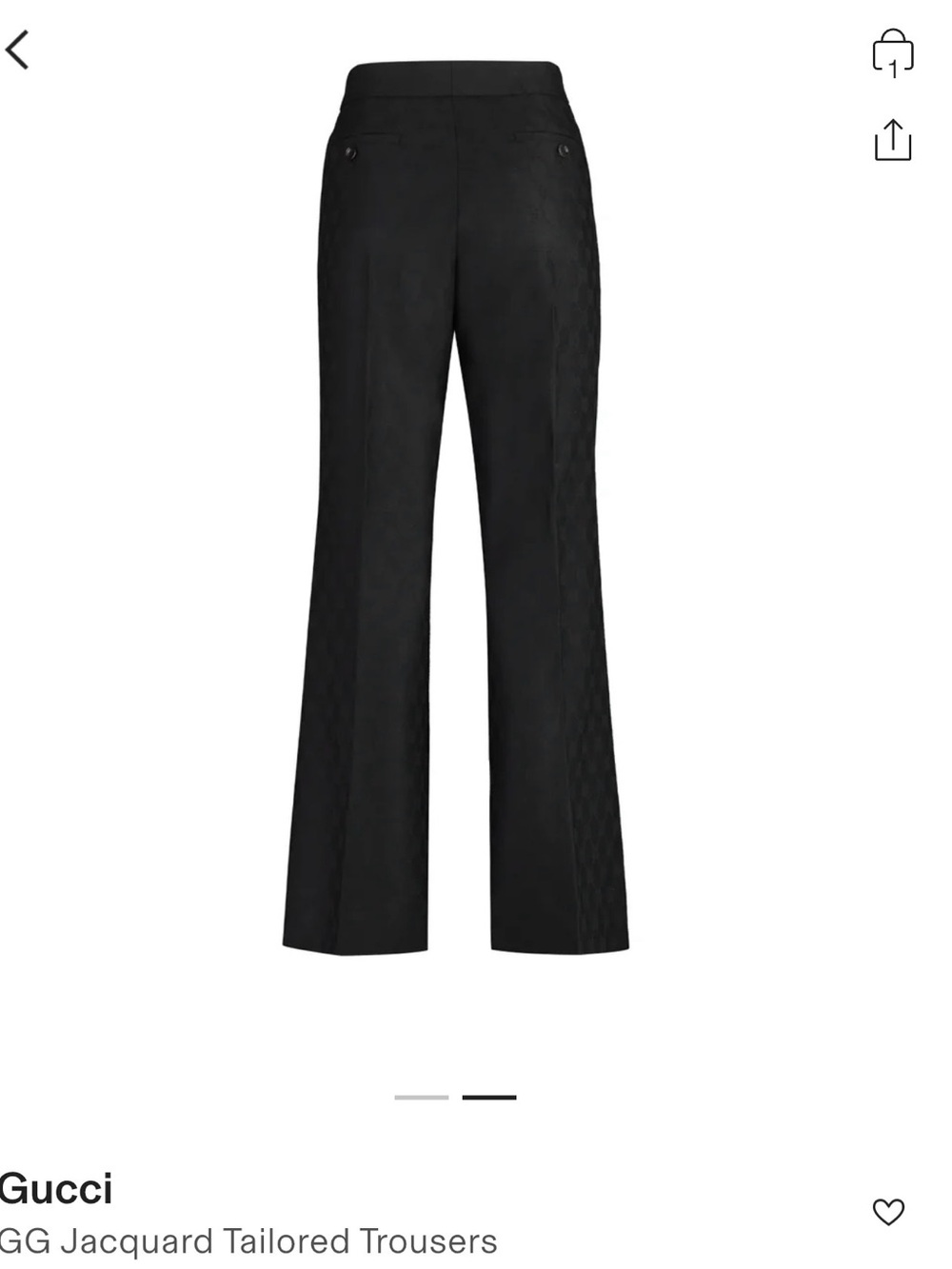 Gucci Black GG Jacquard Tailored Trousers — Straight Leg